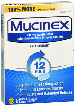 MUCINEX TAB EXT/REL 600MG 40