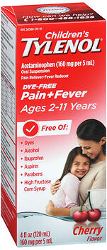 TYLENOL CHL SUSP CHRY D/F 4OZ