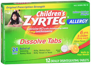 ZYRTEC CHLD ALRGY TB 24HR 12CT