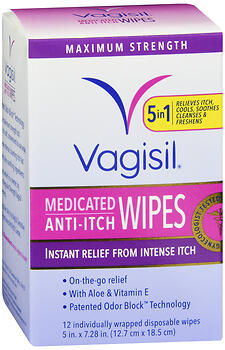 VAGISIL A-ITCH WIPE MAX/STR 12