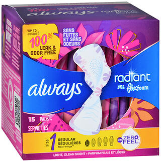 ALWAYS RADIANT REG PADS 15